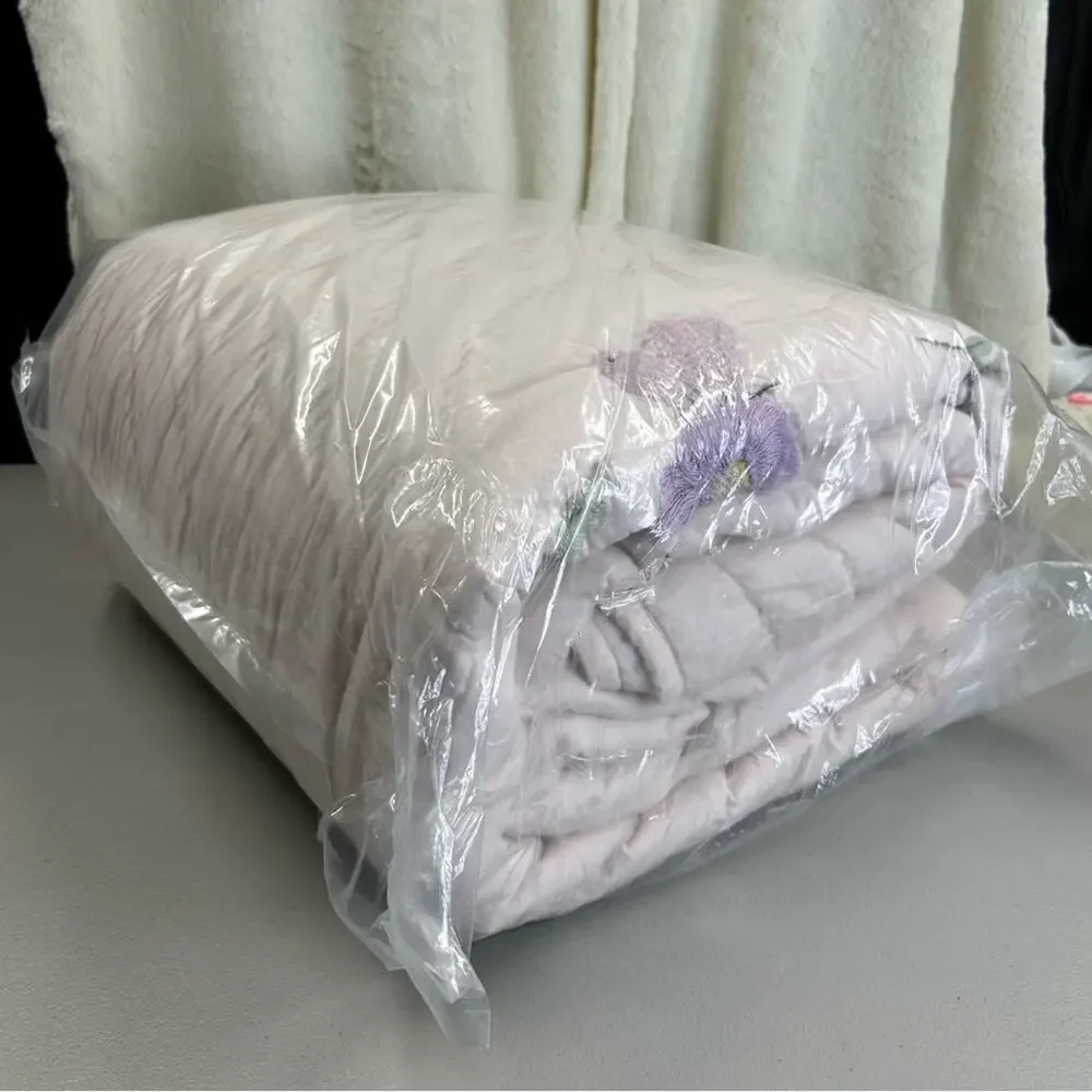 Pottery Barn Pink Wildflower Butterfly Quilt Full / Queen Flowers Bedding NEW